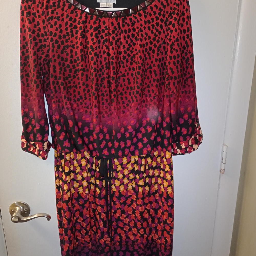 London Times Red and Black Patterned Dress